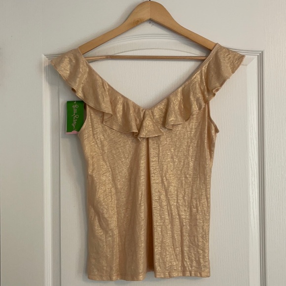 Lilly Pulitzer Gold Layered Blouse - Picture 1 of 3
